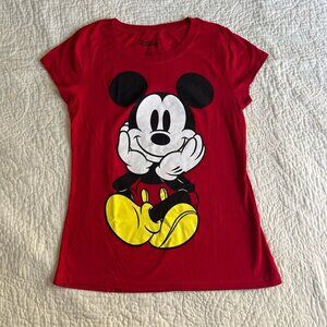 Disney Mickey Mouse Girls Tee shirt Junior Size XL Red Graphic Tee Short Sleeve